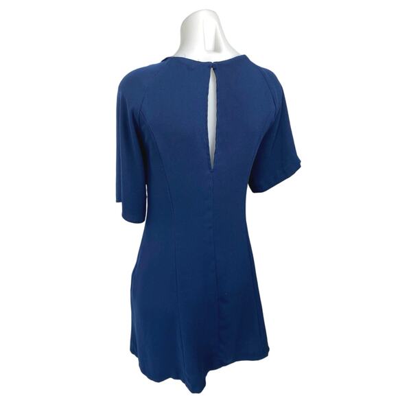 Zara Women's Blue Short Sleeve Square Neck Flared Mini A Line Dress Size S - Picture 3 of 5
